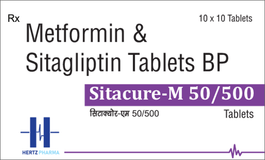Sitacure-M 50/500 Sitagliptin 50mg Metformin 500mg Tablets